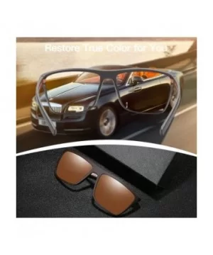 Polarized Sunglasses for Men Lightweight TR90 Frame UV400 Protection Square Sun Glasses - CU18T2ULULM $27.51 Wrap