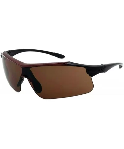 Premium Sports Wrap Sunglasses with Solid Lens 570089MT/SD - Metallic Red-black - CV12MXYNN3Q $7.77 Sport