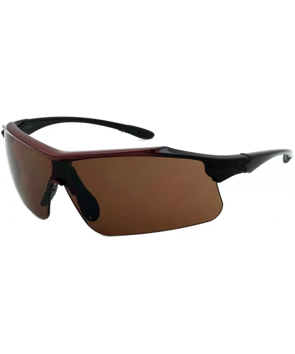 Premium Sports Wrap Sunglasses with Solid Lens 570089MT/SD - Metallic Red-black - CV12MXYNN3Q $7.77 Sport