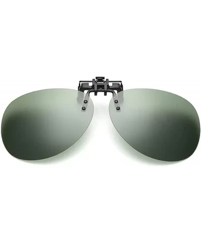 Clip-on Sunglasses Flip-up Polarized UV-Protection Unisex Rimless Round Sunglasses - Oversized - Jasper - C818W6IKTIE $9.37 O...