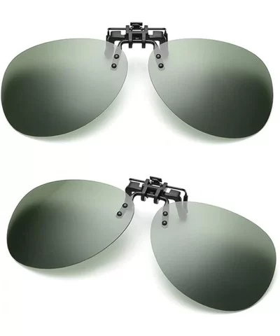 Clip-on Sunglasses Flip-up Polarized UV-Protection Unisex Rimless Round Sunglasses - Oversized - Jasper - C818W6IKTIE $9.37 O...