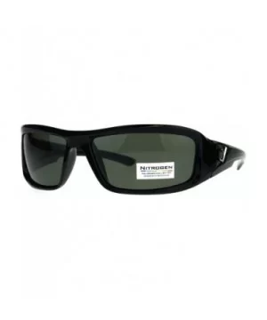 Polarized Futuristic Aerodynamic Warp Sport Mens Sunglasses - Black Green Green - CH189UQNYQS $8.57 Sport