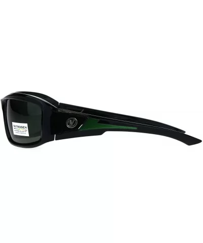 Polarized Futuristic Aerodynamic Warp Sport Mens Sunglasses - Black Green Green - CH189UQNYQS $8.57 Sport