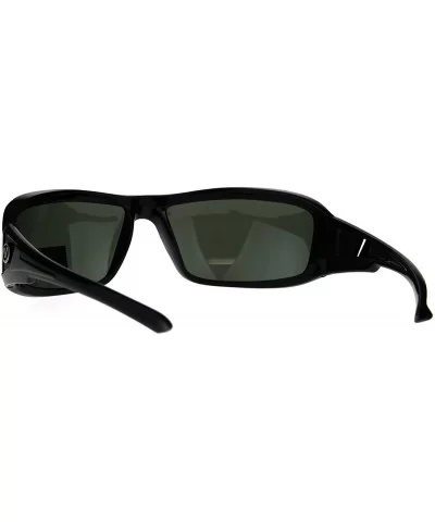 Polarized Futuristic Aerodynamic Warp Sport Mens Sunglasses - Black Green Green - CH189UQNYQS $8.57 Sport