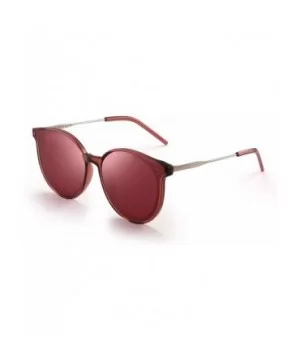 Polarized Round Sunglasses Women Retro Oversized Circle Lens UV400 - Red Frame / Polarized Red Lens - C618SMWAMIO $9.42 Round