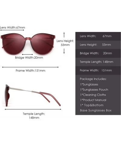 Polarized Round Sunglasses Women Retro Oversized Circle Lens UV400 - Red Frame / Polarized Red Lens - C618SMWAMIO $9.42 Round