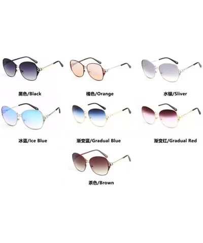 Sunglasses Female Sunglasses Large Frame Metal Ocean Film - A - CP18QO9DZ7R $37.84 Aviator