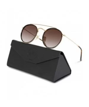 Round Double Bridge Polarized Modern Retro Sunglasses - Gold Frame / Brown Lens - C118Y5C8X4Q $17.67 Oval