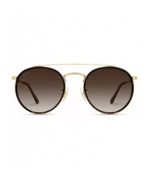 Round Double Bridge Polarized Modern Retro Sunglasses - Gold Frame / Brown Lens - C118Y5C8X4Q $17.67 Oval