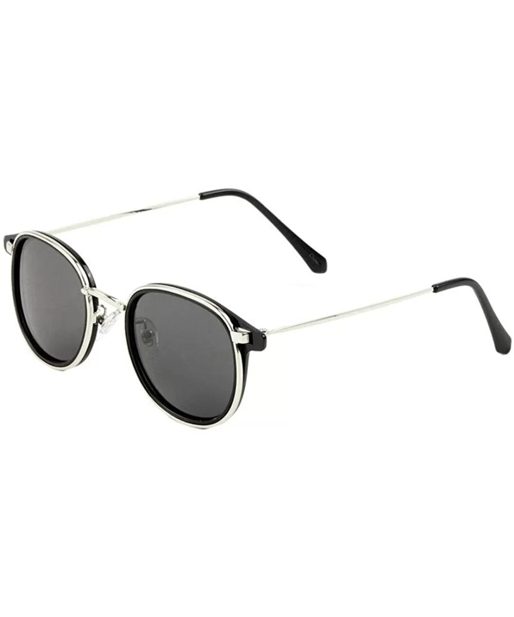 Slim Sleek Square Metal & Plastic Aviator Sunglasses - Black & Silver Metallic Frame - CU18UW9XG6C $5.87 Aviator