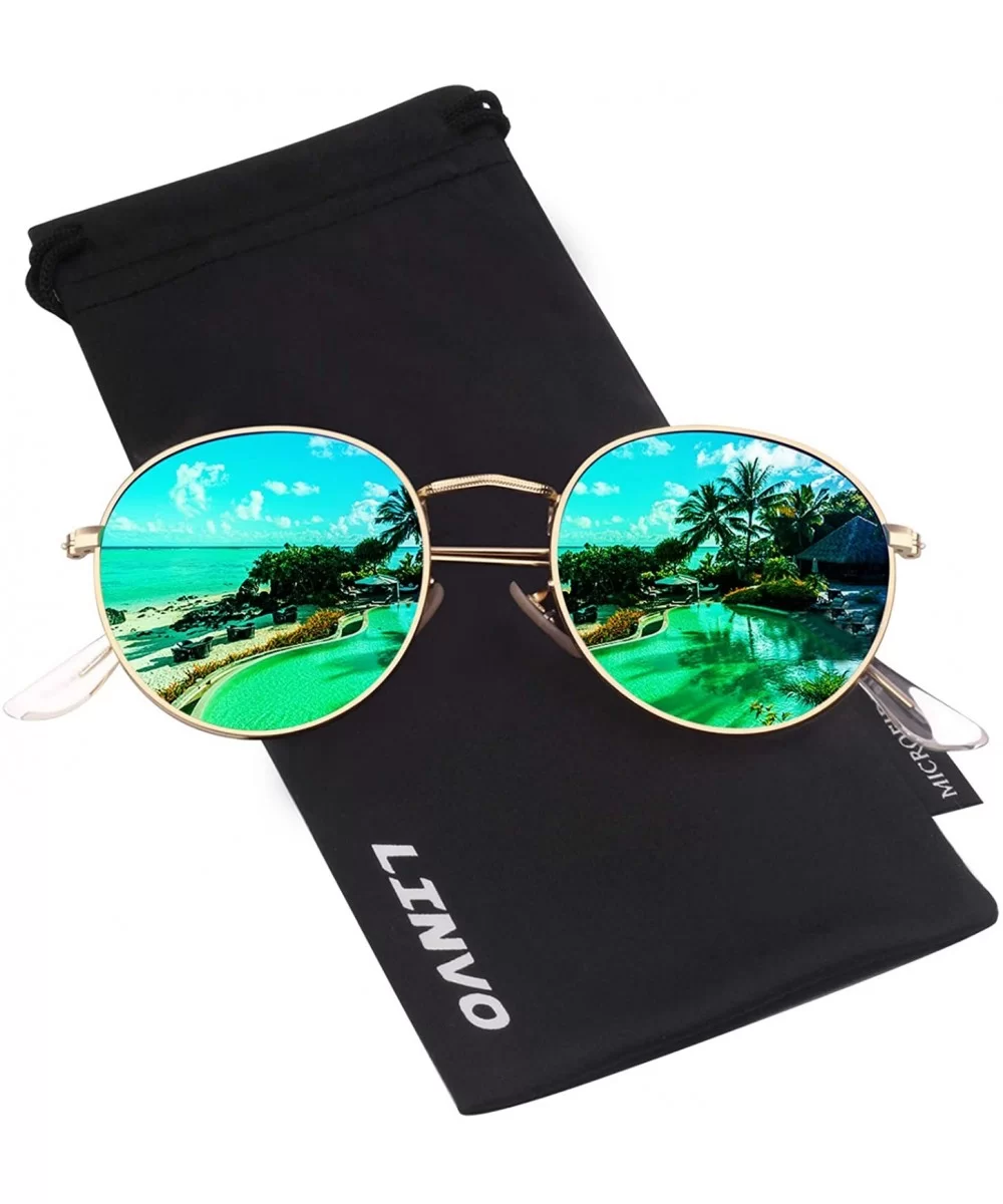 Classic Semi Rimless Half Frame Polarized Sunglasses for Men Women UV400 - 3 Gold Frame / Green Lens - CT18T73CSMU $9.68 Oval