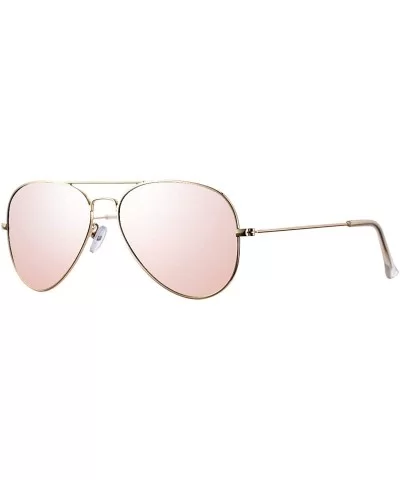 Classic Polarized Aviator Sunglasses for Men Women- 100% UV Protection - A01 Gold Frame/Pink Mirrored - CY18S0TAI9D $6.28 Avi...