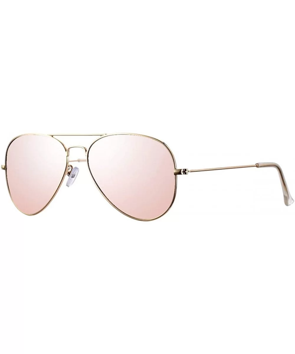 Classic Polarized Aviator Sunglasses for Men Women- 100% UV Protection - A01 Gold Frame/Pink Mirrored - CY18S0TAI9D $6.28 Avi...