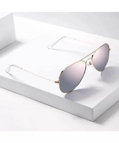 Classic Polarized Aviator Sunglasses for Men Women- 100% UV Protection - A01 Gold Frame/Pink Mirrored - CY18S0TAI9D $6.28 Avi...