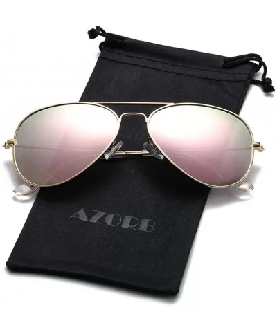 Classic Polarized Aviator Sunglasses for Men Women- 100% UV Protection - A01 Gold Frame/Pink Mirrored - CY18S0TAI9D $6.28 Avi...