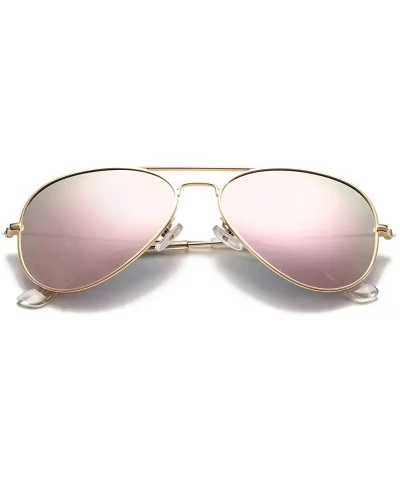 Classic Polarized Aviator Sunglasses for Men Women- 100% UV Protection - A01 Gold Frame/Pink Mirrored - CY18S0TAI9D $6.28 Avi...