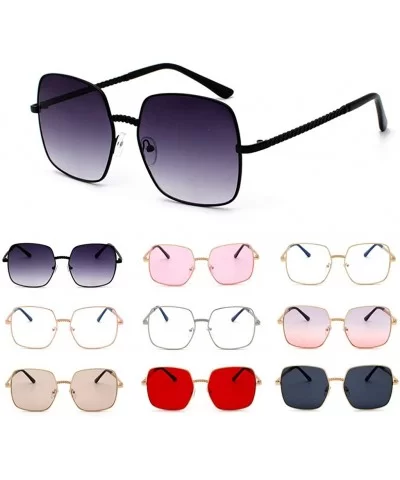 Square Oversized Sunglasses for Women Men Flat Top Fashion Shades Vintage Big Frame Sun Glasses Ladies Shades - C519073D94Z $...