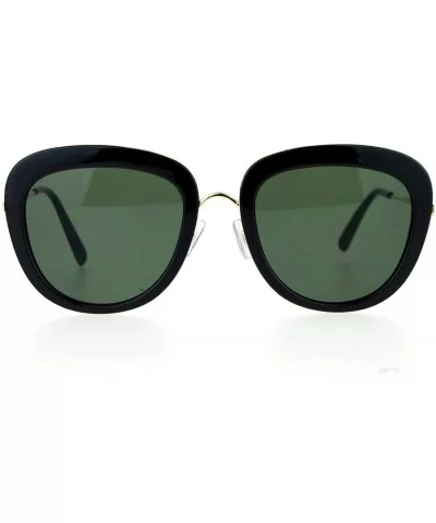 Womens Metal Core Brow Trim Butterfly Sunglasses - Black Green - CP12FLPHR8N $8.12 Butterfly