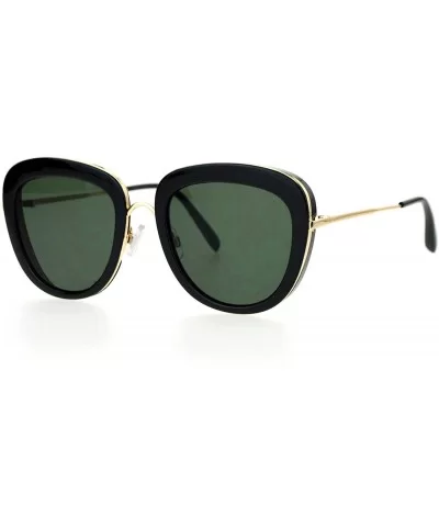 Womens Metal Core Brow Trim Butterfly Sunglasses - Black Green - CP12FLPHR8N $8.12 Butterfly