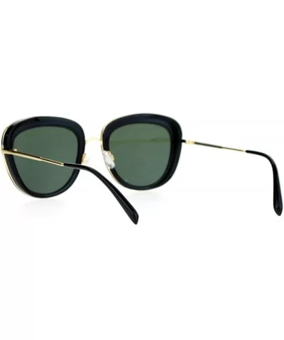 Womens Metal Core Brow Trim Butterfly Sunglasses - Black Green - CP12FLPHR8N $8.12 Butterfly