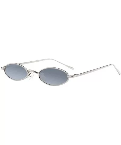 Small Oval Frame Retro Sunglasses - 80's & 90's Style UNISEX - Silver Frame /Grey Lens - C018XXIEGT9 $5.97 Oval