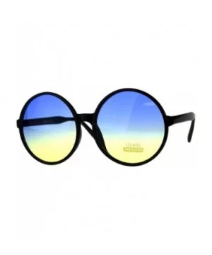 Womens Hippie Groove Tie Dye Gradient Lens Plastic Round Sunglasses - Blue Yellow - C918DK70OKD $10.99 Oversized