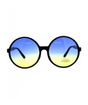 Womens Hippie Groove Tie Dye Gradient Lens Plastic Round Sunglasses - Blue Yellow - C918DK70OKD $10.99 Oversized