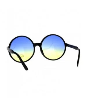 Womens Hippie Groove Tie Dye Gradient Lens Plastic Round Sunglasses - Blue Yellow - C918DK70OKD $10.99 Oversized