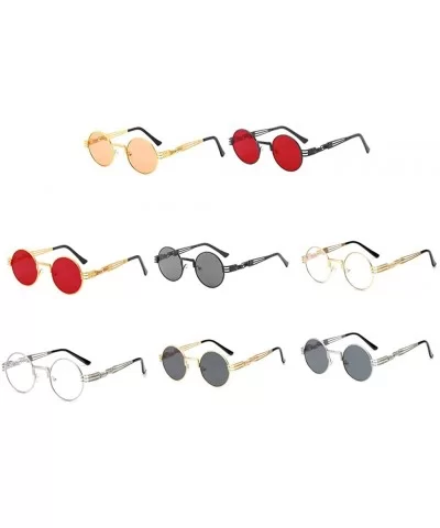 Retro Spring Legs Round Frame Glasses Steampunk Trendy Men Women Sunglasses - Bg - CC18Y6XIRSN $4.97 Square