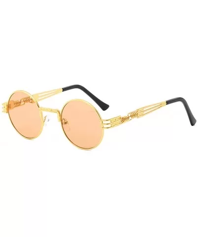 Retro Spring Legs Round Frame Glasses Steampunk Trendy Men Women Sunglasses - Bg - CC18Y6XIRSN $4.97 Square