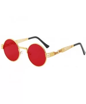 Retro Spring Legs Round Frame Glasses Steampunk Trendy Men Women Sunglasses - Bg - CC18Y6XIRSN $4.97 Square