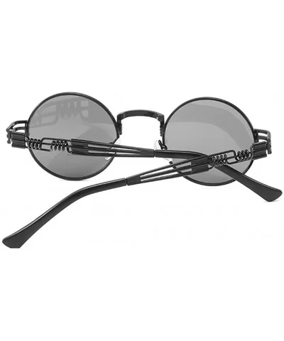 Retro Spring Legs Round Frame Glasses Steampunk Trendy Men Women Sunglasses - Bg - CC18Y6XIRSN $4.97 Square