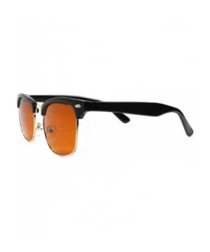 Classic Vintage Retro Style Horn Rimmed Amber Blue Blocker Driving Sunglasses - Black / Gold - CQ18933L60H $9.58 Wayfarer