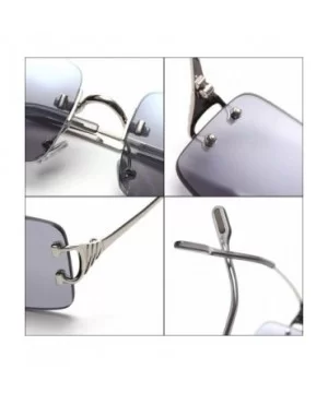 Tinted Sunglasses Rimless Men Retro Rectangular Sun Glasses for Women Summer Metal - Silver With Pink - CA199ATHA88 $9.60 Square