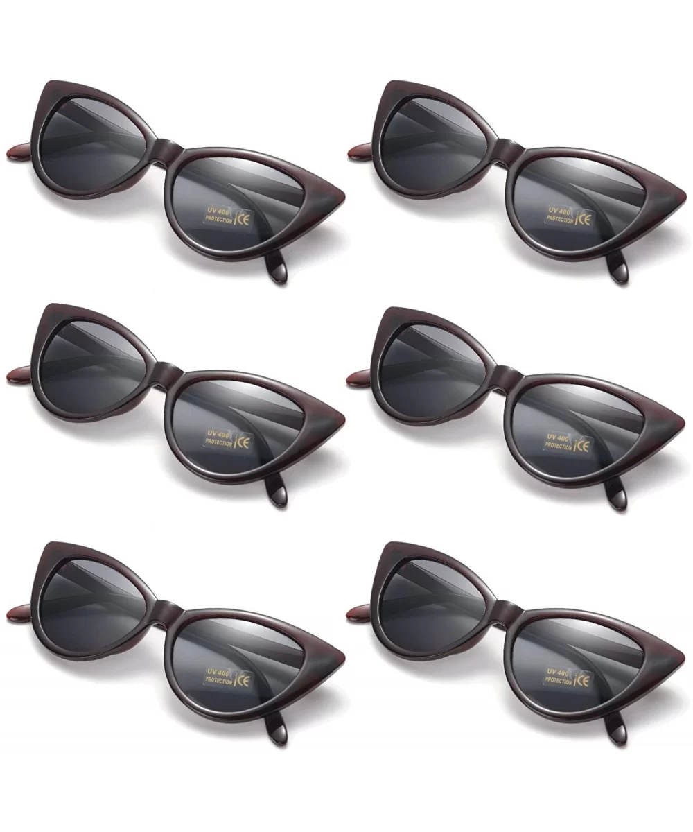 6 Packs Vintage Cat Eye Sunglasses Retro Kurt Cobain Sunglasses - Brown - C218DAGQDSK $9.15 Goggle