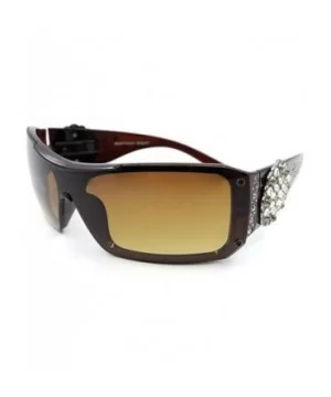 Wayfarer Rhinestone Sunglasses For Women Western UV 400 Protection Shades With Bling - Coffee-floral - CT19CDSIGHT $22.13 Way...