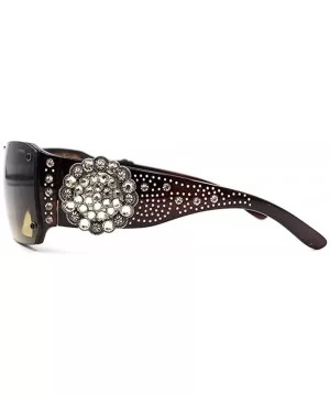 Wayfarer Rhinestone Sunglasses For Women Western UV 400 Protection Shades With Bling - Coffee-floral - CT19CDSIGHT $22.13 Way...