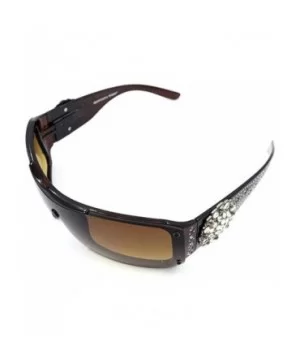 Wayfarer Rhinestone Sunglasses For Women Western UV 400 Protection Shades With Bling - Coffee-floral - CT19CDSIGHT $22.13 Way...