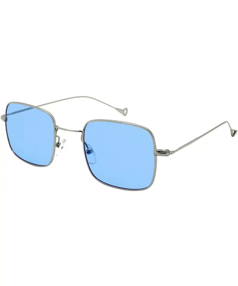 Square Diamond Shaped Framed Sunglasses with Tinted Lens EC302&306 - Ec306 Silver Frame/Blue Lens - C91832DS8L9 $5.22 Square