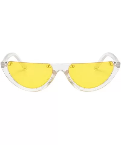 Colorful Retro Half Under Frame Rimless Round Goggles Cat Eye Half Frame Sunglasses - G - CO196QS6GTG $4.29 Rimless