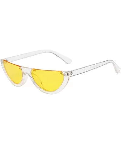 Colorful Retro Half Under Frame Rimless Round Goggles Cat Eye Half Frame Sunglasses - G - CO196QS6GTG $4.29 Rimless