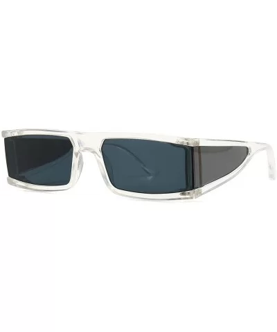 Small Rectangle Sunglasses Furturistic Rectangular Wrap Around Clout Goggles - White Frame Black Lens - CB1943MHWTQ $10.07 Re...