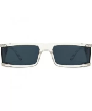 Small Rectangle Sunglasses Furturistic Rectangular Wrap Around Clout Goggles - White Frame Black Lens - CB1943MHWTQ $10.07 Re...