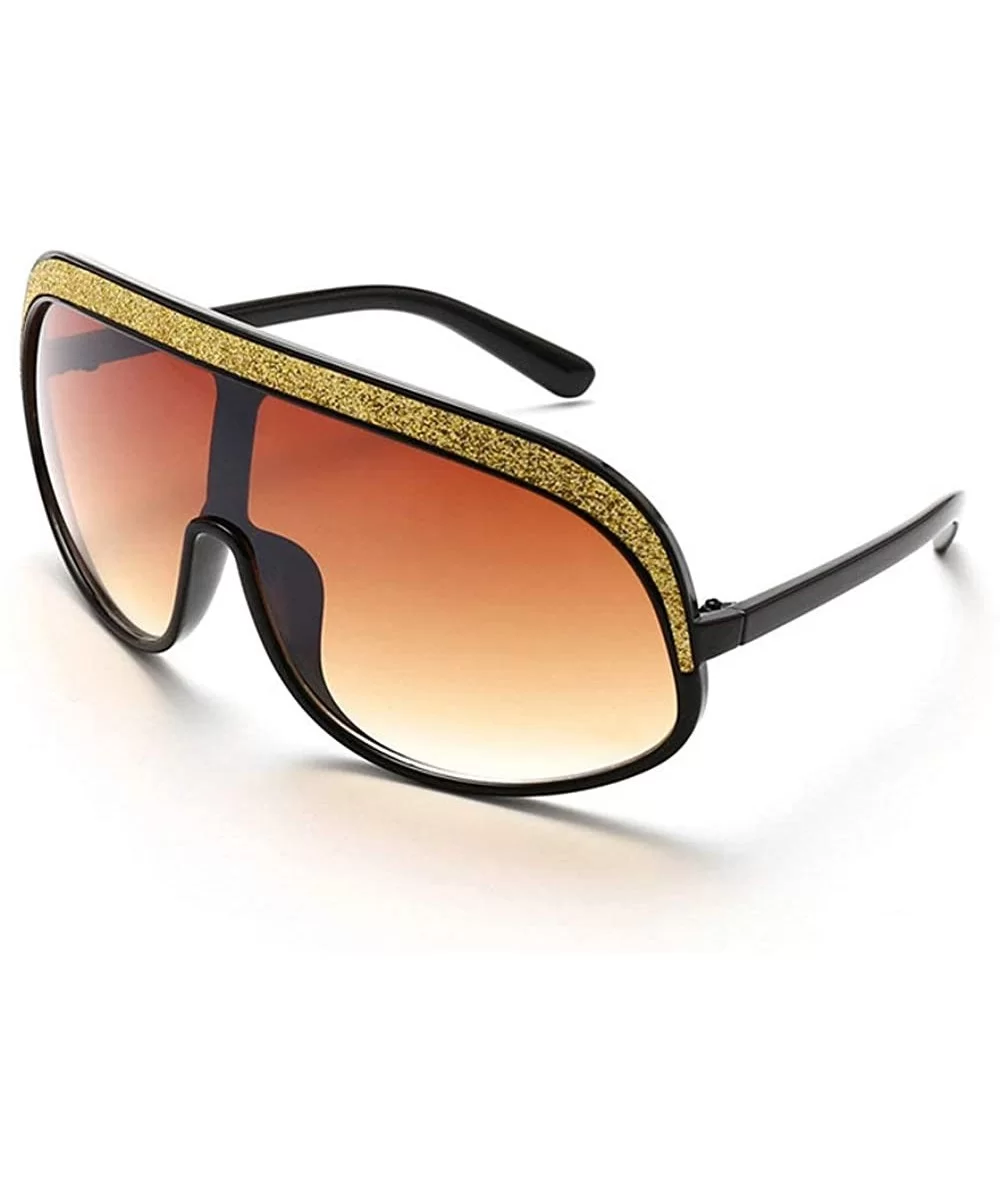 Oversized Sunglasses Fashion Crystal Glasses - Brown - CM193NXQYSU $9.96 Goggle