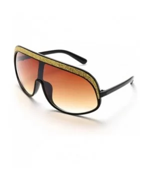 Oversized Sunglasses Fashion Crystal Glasses - Brown - CM193NXQYSU $9.96 Goggle