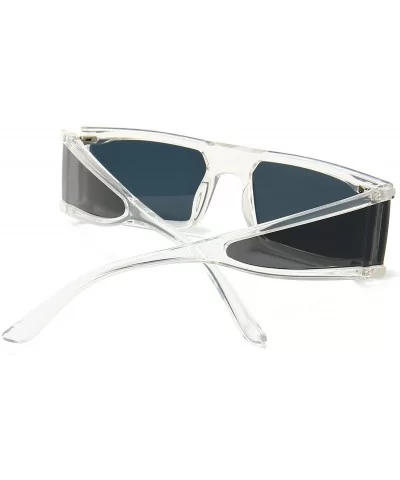 Small Rectangle Sunglasses Furturistic Rectangular Wrap Around Clout Goggles - White Frame Black Lens - CB1943MHWTQ $10.07 Re...