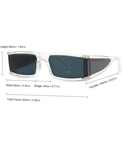 Small Rectangle Sunglasses Furturistic Rectangular Wrap Around Clout Goggles - White Frame Black Lens - CB1943MHWTQ $10.07 Re...