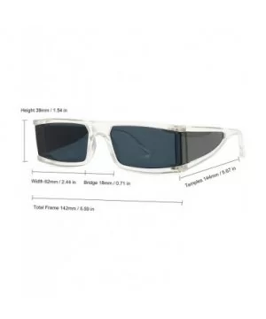 Small Rectangle Sunglasses Furturistic Rectangular Wrap Around Clout Goggles - White Frame Black Lens - CB1943MHWTQ $10.07 Re...