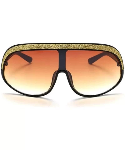 Oversized Sunglasses Fashion Crystal Glasses - Brown - CM193NXQYSU $9.96 Goggle