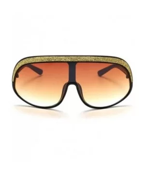 Oversized Sunglasses Fashion Crystal Glasses - Brown - CM193NXQYSU $9.96 Goggle